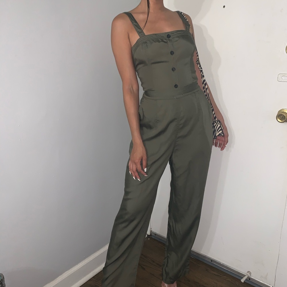 Olive green khaki jumpsuit